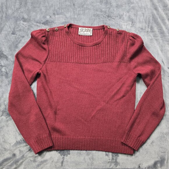 Vintage St John Neiman Marcus Sweater Skirt Womens Medium Red Knit 2 Piece 80s - Picture 14 of 16